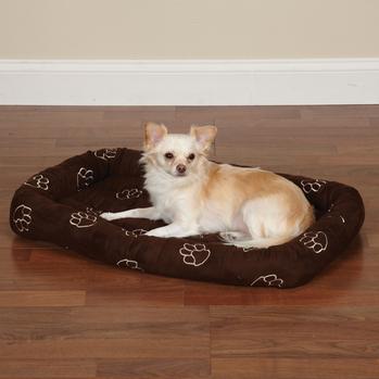 Slumber Pet Embroidered Paw Print Crate Beds – Chocolate
