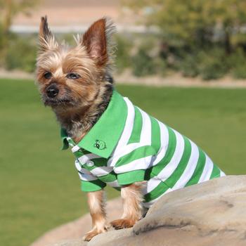 Striped Dog Polo by Doggie Design – Greenery and White