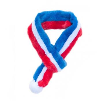 ZippyPaws Fuzzy Holiday Dog Scarf – Red, White and Blue