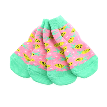 Non-Skid Dog Socks – Pink Pineapple