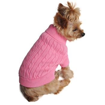 Cable Knit Dog Sweater by Doggie Design – Candy Pink