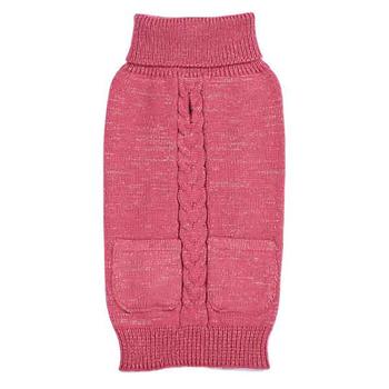 Zack and Zoey Elements Metallic Cable Dog Sweater – Pink