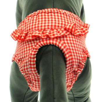 Checkered Dog Sanitary Pants by Puppe Love – Red