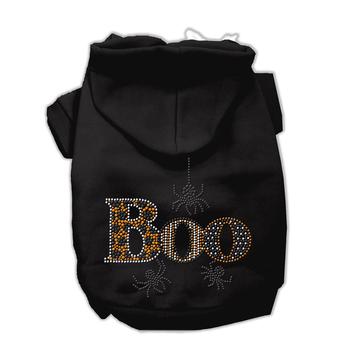 Boo Rhinestone Dog Hoodie – Black