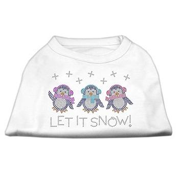 Let it Snow Penguins Rhinestone Dog Shirt – White