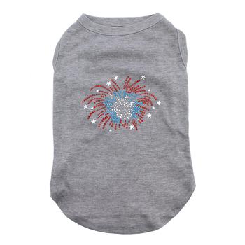 Fireworks Rhinestone Dog Tank Top – Gray